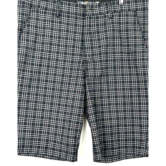 Vurt Mens Size W36x11L Shorts Chino Flat Front Black White Plaid Casual N4 - Picture 8 of 11